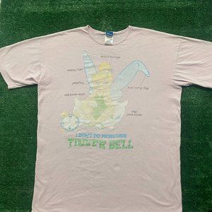 Vintage Y2K Disney Tinker Bell Mornings T-Shirt Pastel Pink XL Kidcore Humor